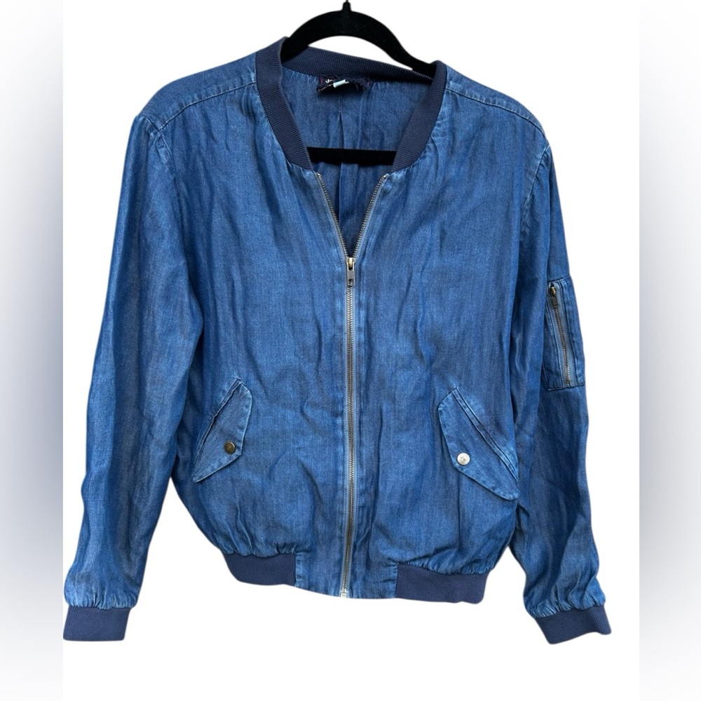 Johnny Was Yucca Bomber Jacket Denim Embroidered‎ Western - Picture 2 of 8